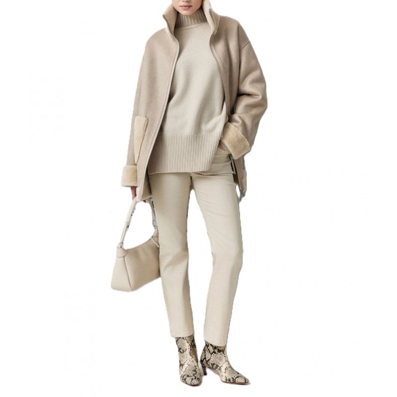Marella Mllquota Sweater Pure Wool Mock Polo Neck-Ecru Marella Mllquota Sweater Pure Wool Mock Polo Neck-Ecru