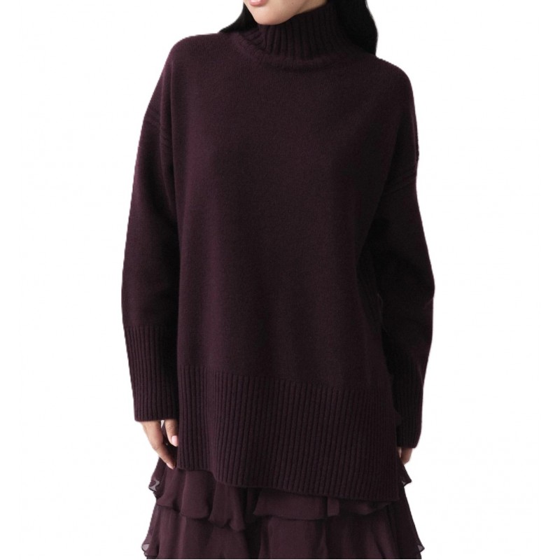 Marella Mllquota Sweater Pure Wool Mock Neck-Blackberry Marella Mllquota Sweater Pure Wool Mock Neck-Blackberry