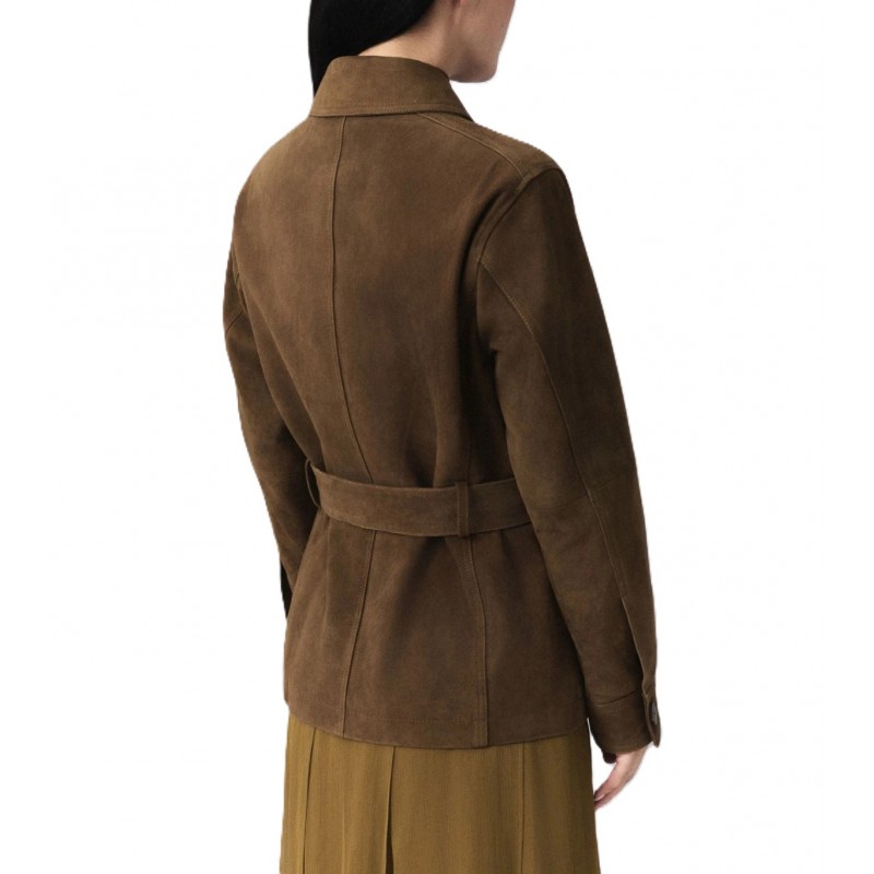 Marella Mllflirt Jacket Shirt Suede And Leather-Oil Green