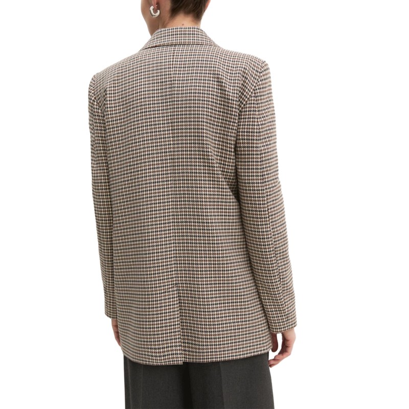 Emme Emmfasto Blazer Pied De Poule Pattern Straight Fit-White Wool Emme Emmfasto Blazer Pied De Poule Pattern Straight Fit-White Wool
