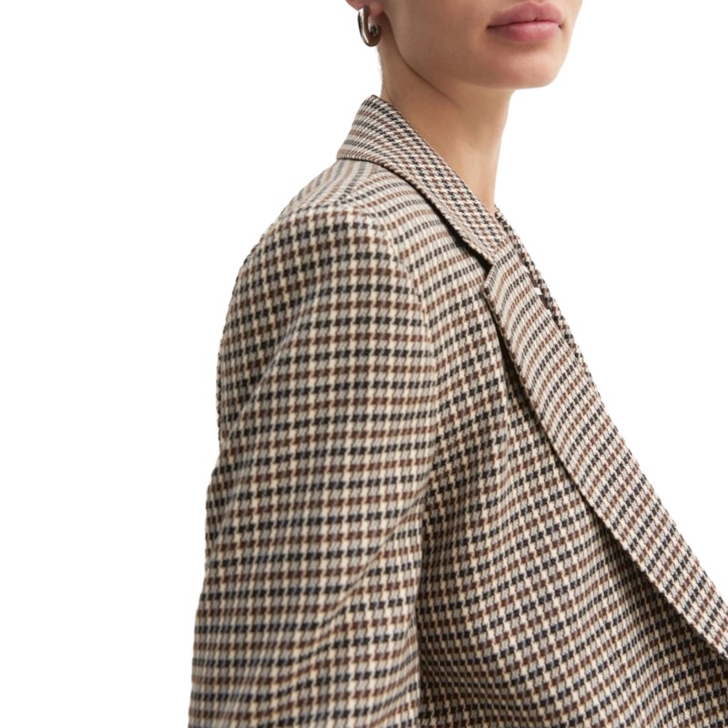 Emme Emmfasto Blazer Pied De Poule Pattern Straight Fit-White Wool Emme Emmfasto Blazer Pied De Poule Pattern Straight Fit-White Wool