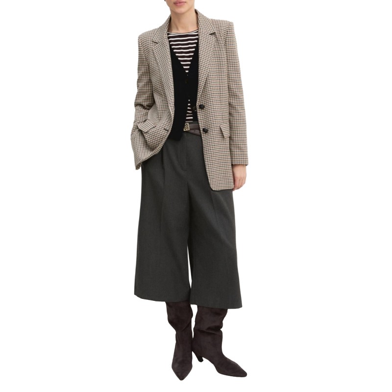 Emme Emmfasto Blazer Pied De Poule Pattern Straight Fit-White Wool Emme Emmfasto Blazer Pied De Poule Pattern Straight Fit-White Wool