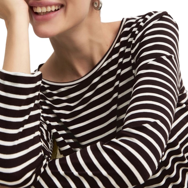 Emme Emmmora T-Shirt Stretch Striped-Brown