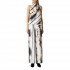 Lotus Eaters Trousers Wide Leg Marble Print-White/Gold/Black