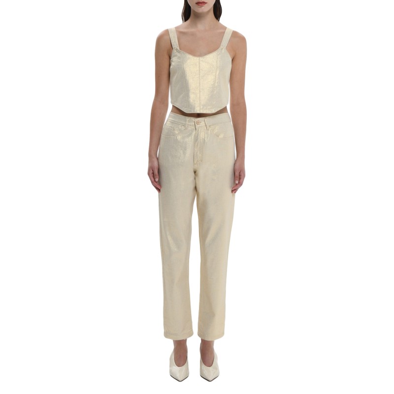 Sac & Co Angela Foil Denim Pants-Gold