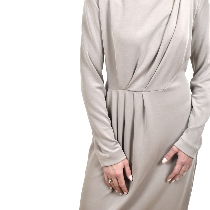 Lotus Eaters Waist Pleated High Collar Dress-Ice