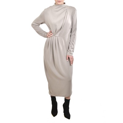 Lotus Eaters Waist Pleated High Collar Dress-Ice