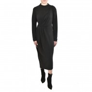 Lotus Eaters Waist Pleated High Collar Dress-Black