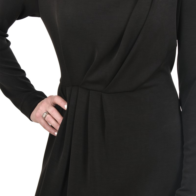 Lotus Eaters Waist Pleated High Collar Dress-Black