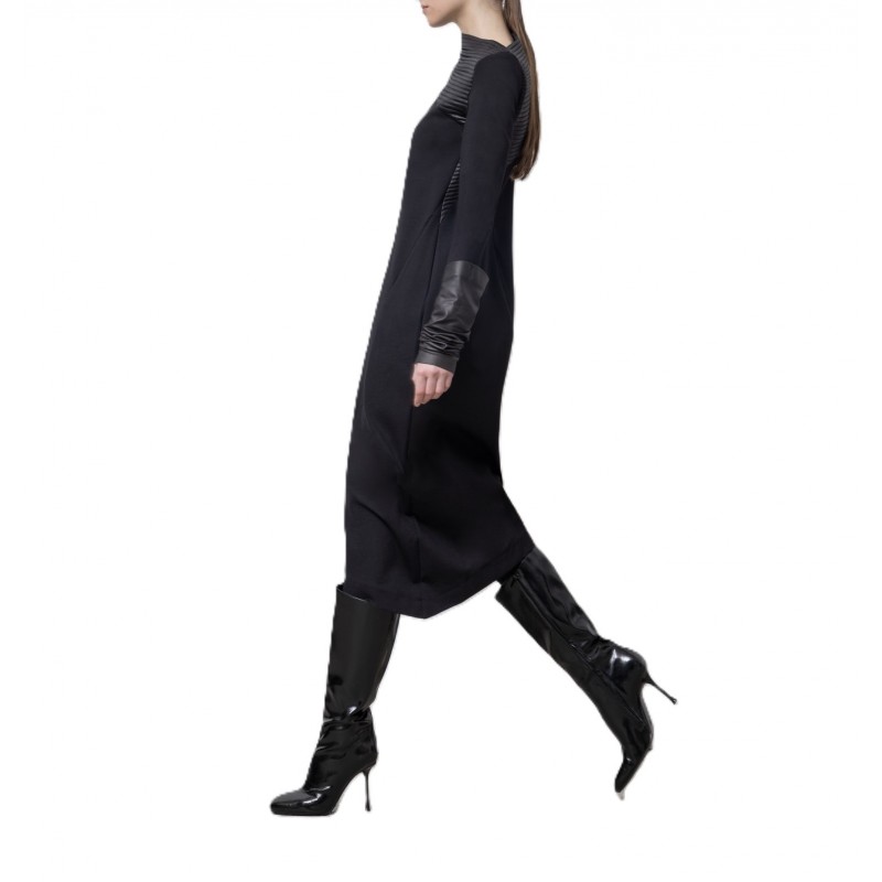 Lotus Eaters Dress Textured Rib Contrast-Black Lotus Eaters Dress Textured Rib Contrast-Black