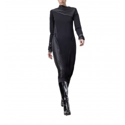 Lotus Eaters Dress Textured Rib Contrast-Black