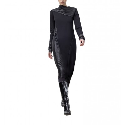 Lotus Eaters Dress Textured Rib Contrast-Black