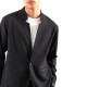 Vittorio Overshirt Jacket With A Mao Design Collar And Single-Black Vittorio Overshirt Jacket With A Mao Design Collar And Single-Black