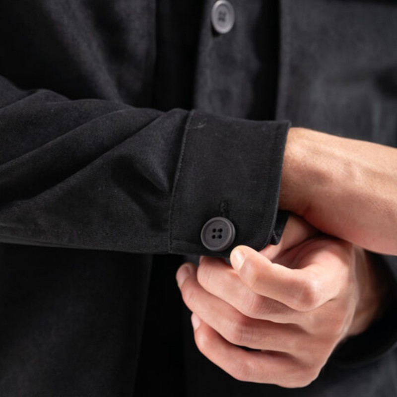 Vittorio Overshirt With Safari Collar And Pockets-Black Vittorio Overshirt With Safari Collar And Pockets-Black