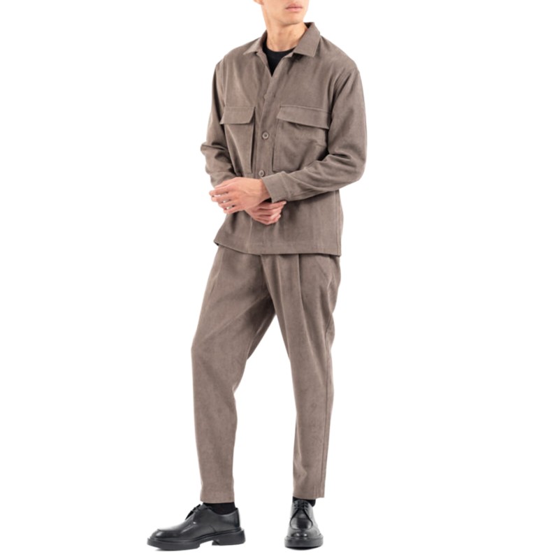 Vittorio Overshirt With Safari Collar And Pockets-Brown