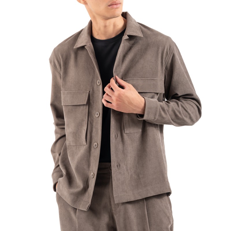 Vittorio Overshirt With Safari Collar And Pockets-Brown