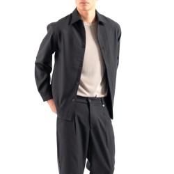 Vittorio Overshirt With Collar And Hidden Placket At The Closure-Black