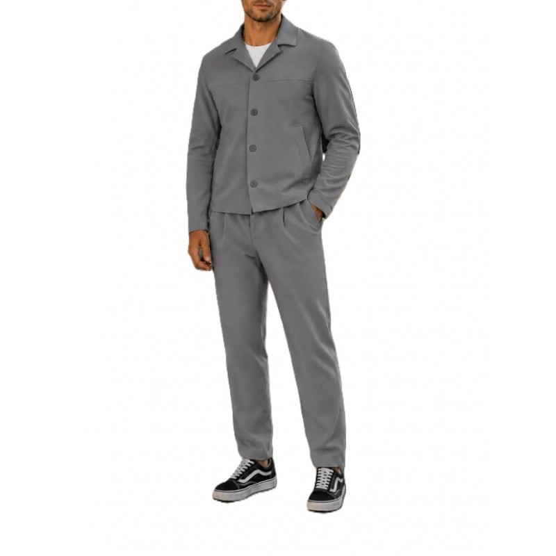 Vittorio Jacket With Side Pockets Button Closure-Grey Vittorio Jacket With Side Pockets Button Closure-Grey