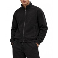 Vittorio Jacket Mao Collar Zip Up-Black