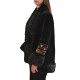 Motel Jacket Fur Velvet With Embroidery Print-Black