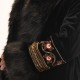 Motel Jacket Fur Velvet With Embroidery Print-Black