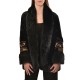 Motel Jacket Fur Velvet With Embroidery Print-Black