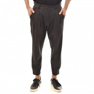 Indeed Double Pleated Trousers With Leg Straps-Anthracite