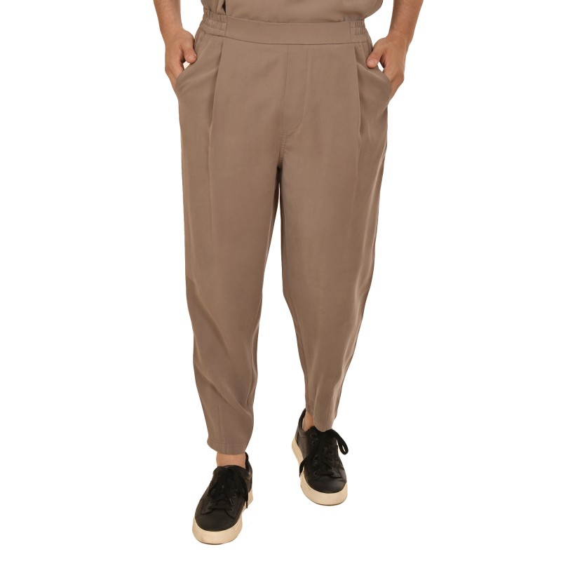Indeed Relaxed Fit Pleated Trousers-Light Taupe Indeed Relaxed Fit Pleated Trousers-Light Taupe