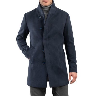 Vittorio High Collar Monti Coat-Dark Blue