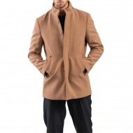 Vittorio Coat Parma Mao Collar-Brown