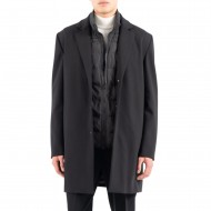 Vittorio Oversized Coat With Detachable Vest-Black