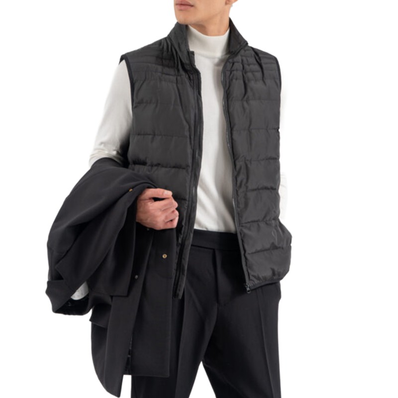 Vittorio Oversized Coat With Detachable Vest-Black Vittorio Oversized Coat With Detachable Vest-Black