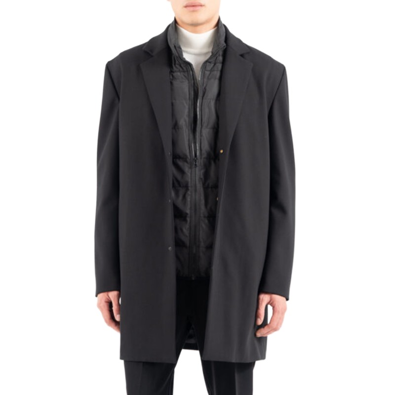 Vittorio Oversized Coat With Detachable Vest-Black Vittorio Oversized Coat With Detachable Vest-Black