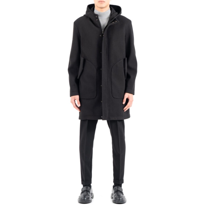 Vittorio Coat Oversized Hooded-Black
