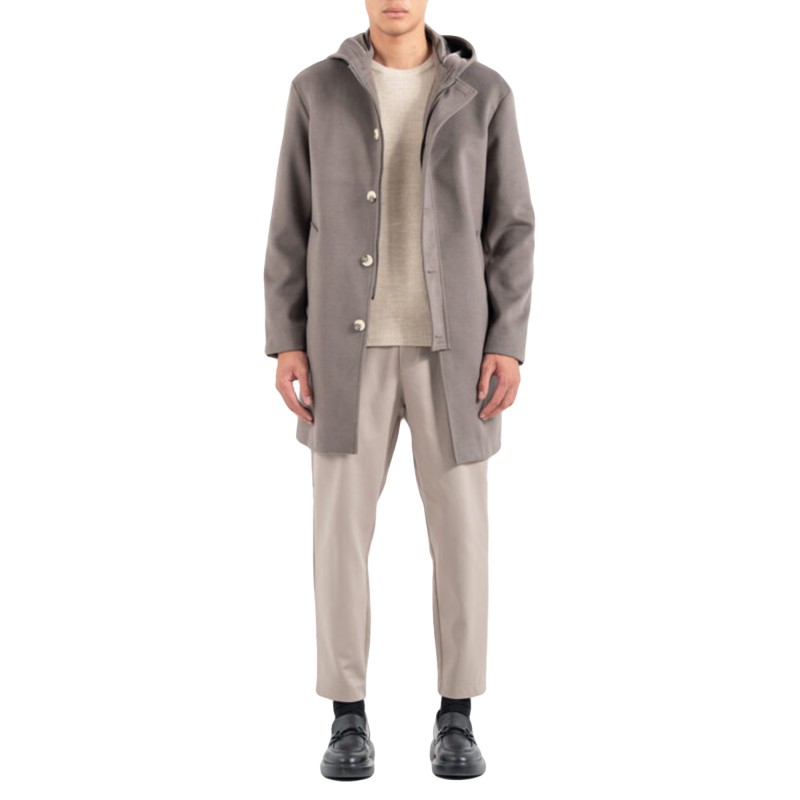 Vittorio Coat With Pockets Hood Zipper And Button-Fanco Vittorio Coat With Pockets Hood Zipper And Button-Fanco