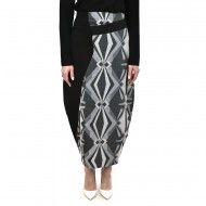 Lotus Eaters Patterned Skirt Lozaka-Ecru/Grey/Black