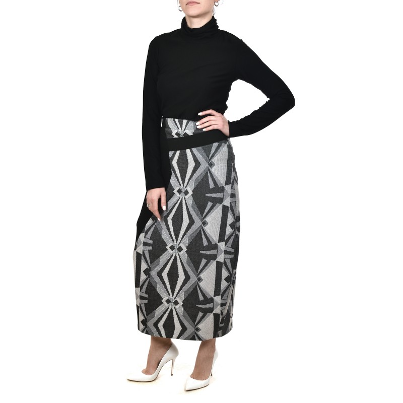 Lotus Eaters Patterned Skirt Lozaka-Ecru/Grey/Black Lotus Eaters Patterned Skirt Lozaka-Ecru/Grey/Black
