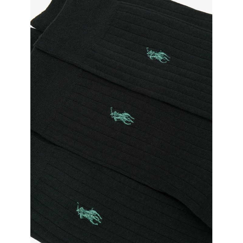 Polo Ralph Lauren Socks 3 Pack Ribbed-Black Polo Ralph Lauren Socks 3 Pack Ribbed-Black