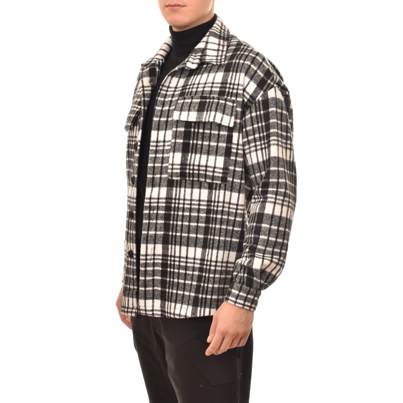 Indeed Stripe Patterned Overshirt-Black/White Indeed Stripe Patterned Overshirt-Black/White