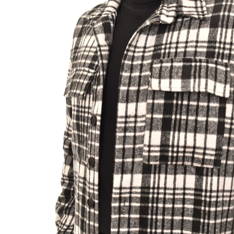 Indeed Stripe Patterned Overshirt-Black/White Indeed Stripe Patterned Overshirt-Black/White