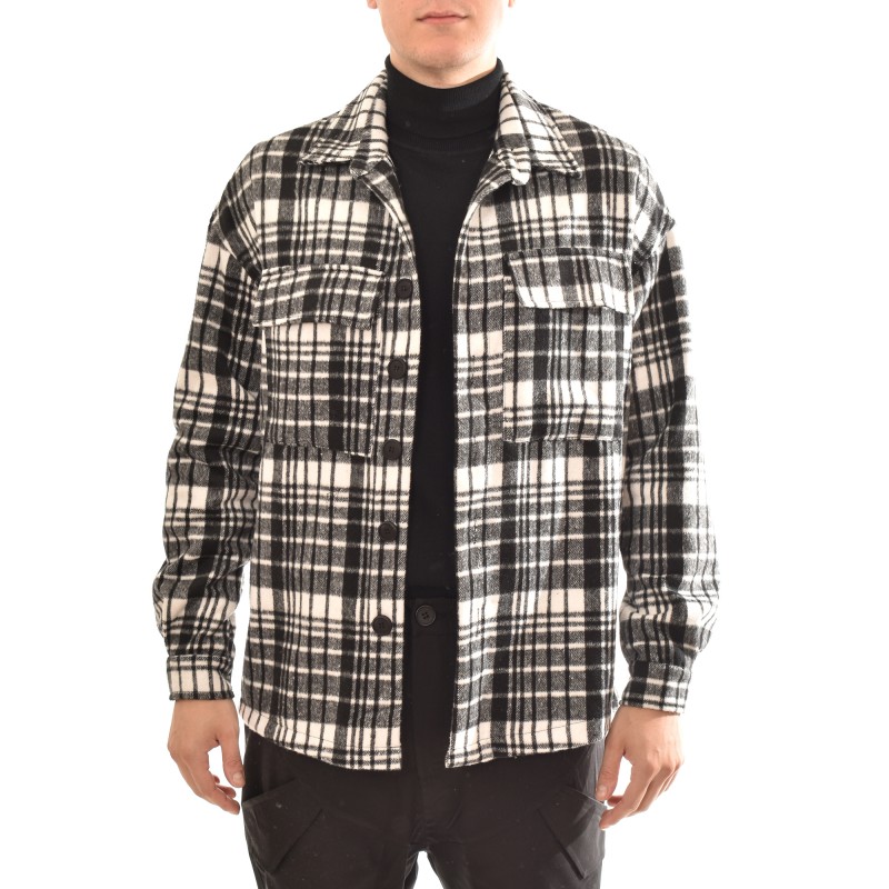 Indeed Stripe Patterned Overshirt-Black/White Indeed Stripe Patterned Overshirt-Black/White