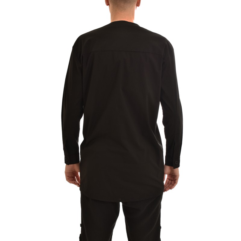 Indeed Mao Collar Hidden Button-Line Shirt-Black