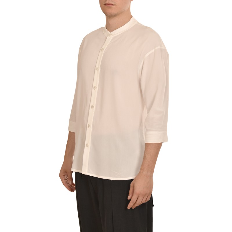 Indeed Relaxed Fit Mao Collar Shirt-White Indeed Relaxed Fit Mao Collar Shirt-White