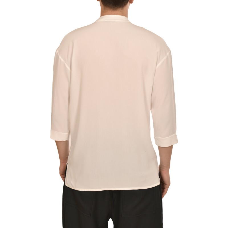 Indeed Relaxed Fit Mao Collar Shirt-White Indeed Relaxed Fit Mao Collar Shirt-White