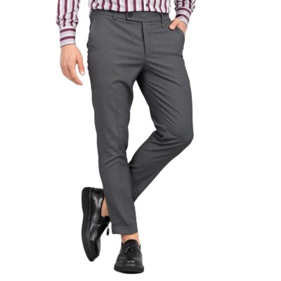Vittorio Trousers With Elastic Waist And Lapel Finish-Grey