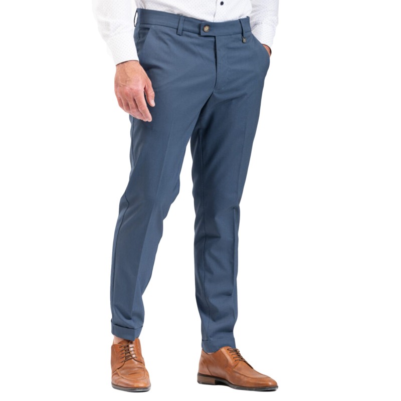 Vittorio Trousers Slim Fit With Lapel Finish-Indigo