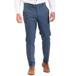 Vittorio Trousers Slim Fit With Lapel Finish-Indigo