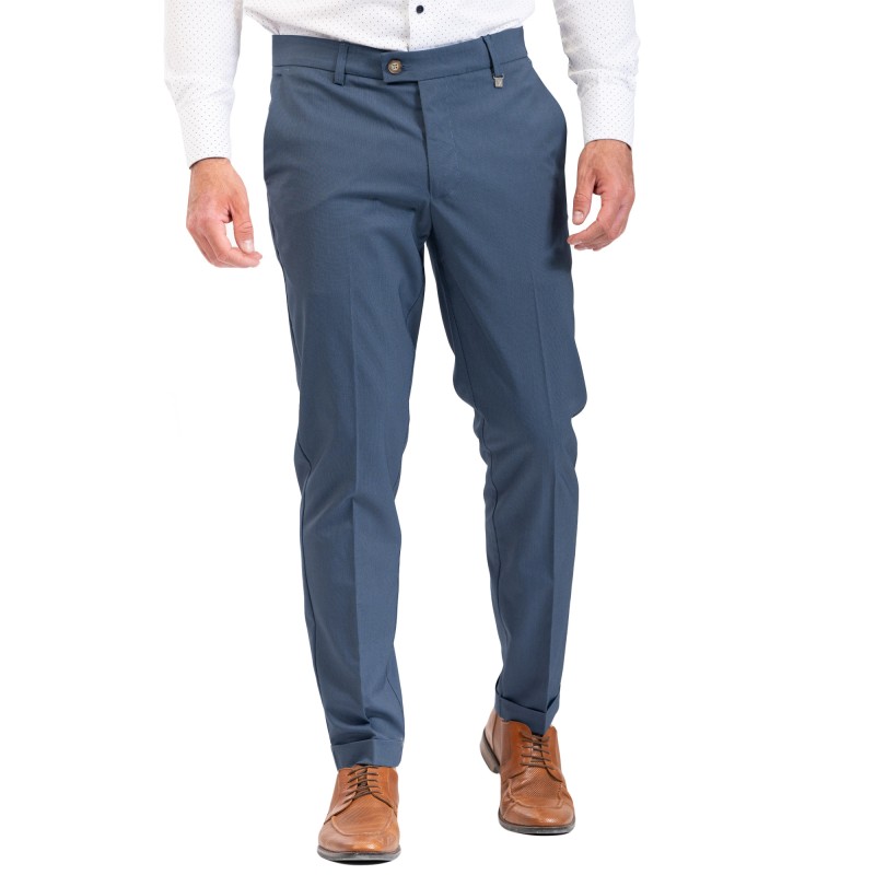 Vittorio Trousers Slim Fit With Lapel Finish-Indigo