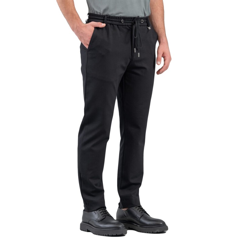 Vittorio Trousers Paris Straight Fit Rope Waist-Black Vittorio Trousers Paris Straight Fit Rope Waist-Black