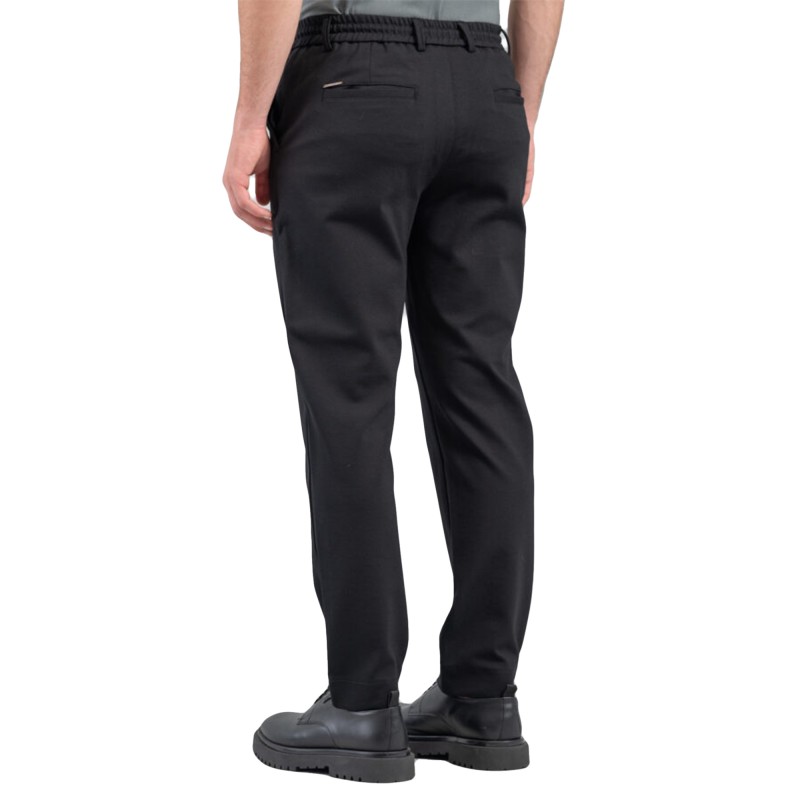Vittorio Trousers Paris Straight Fit Rope Waist-Black Vittorio Trousers Paris Straight Fit Rope Waist-Black